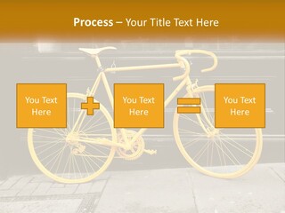 A Yellow Bicycle Parked On The Side Of A Building PowerPoint Template