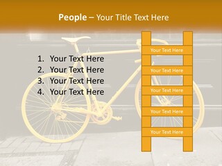 A Yellow Bicycle Parked On The Side Of A Building PowerPoint Template