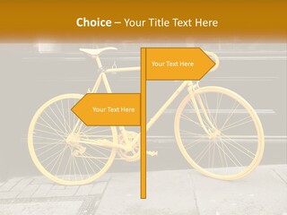 A Yellow Bicycle Parked On The Side Of A Building PowerPoint Template