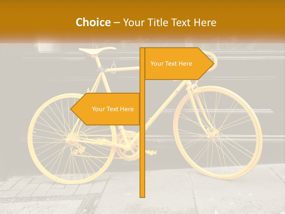 A Yellow Bicycle Parked On The Side Of A Building PowerPoint Template