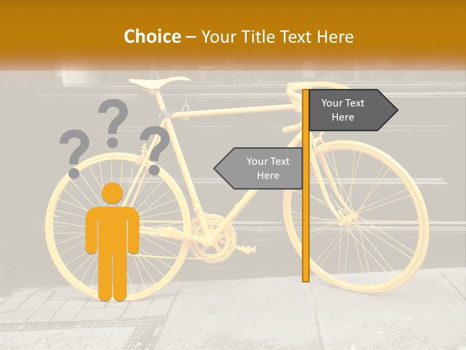 A Yellow Bicycle Parked On The Side Of A Building PowerPoint Template