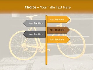 A Yellow Bicycle Parked On The Side Of A Building PowerPoint Template