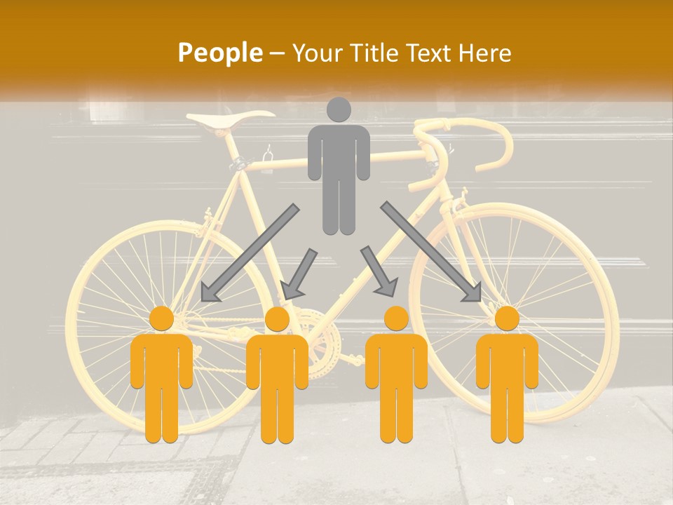 A Yellow Bicycle Parked On The Side Of A Building PowerPoint Template