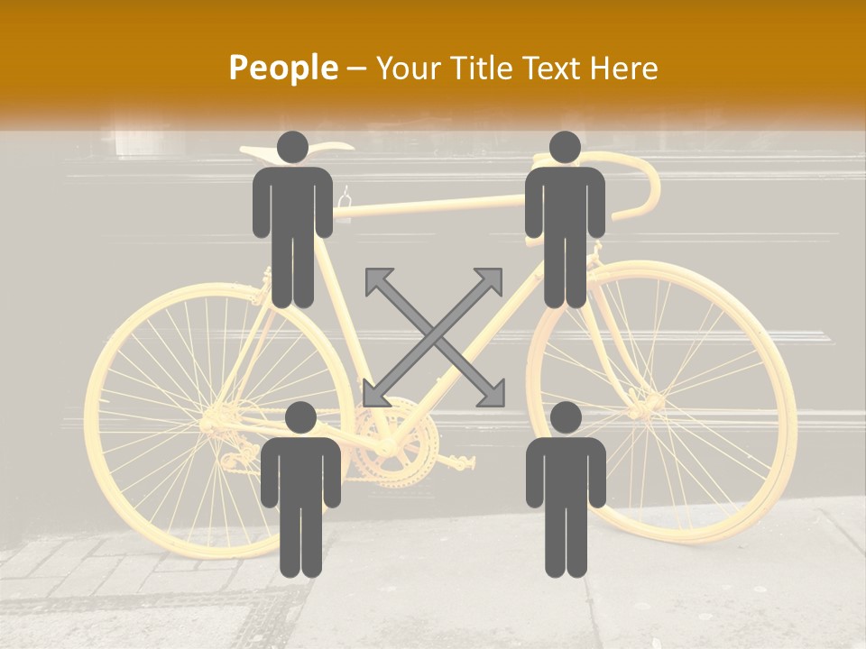 A Yellow Bicycle Parked On The Side Of A Building PowerPoint Template