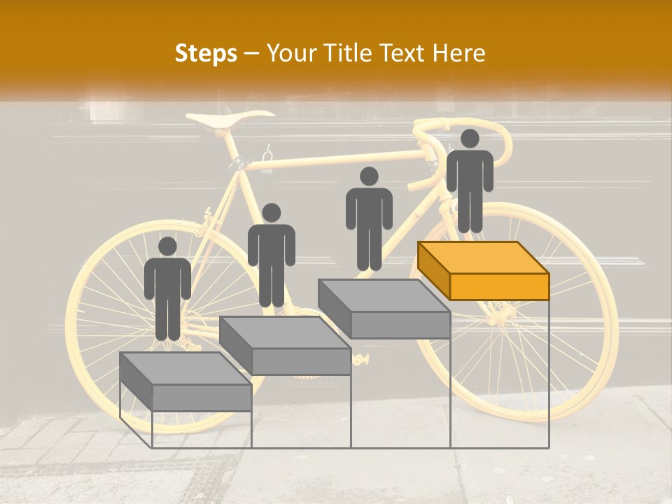 A Yellow Bicycle Parked On The Side Of A Building PowerPoint Template