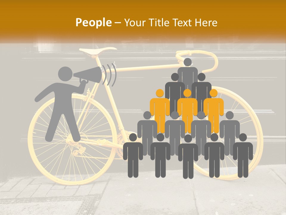 A Yellow Bicycle Parked On The Side Of A Building PowerPoint Template