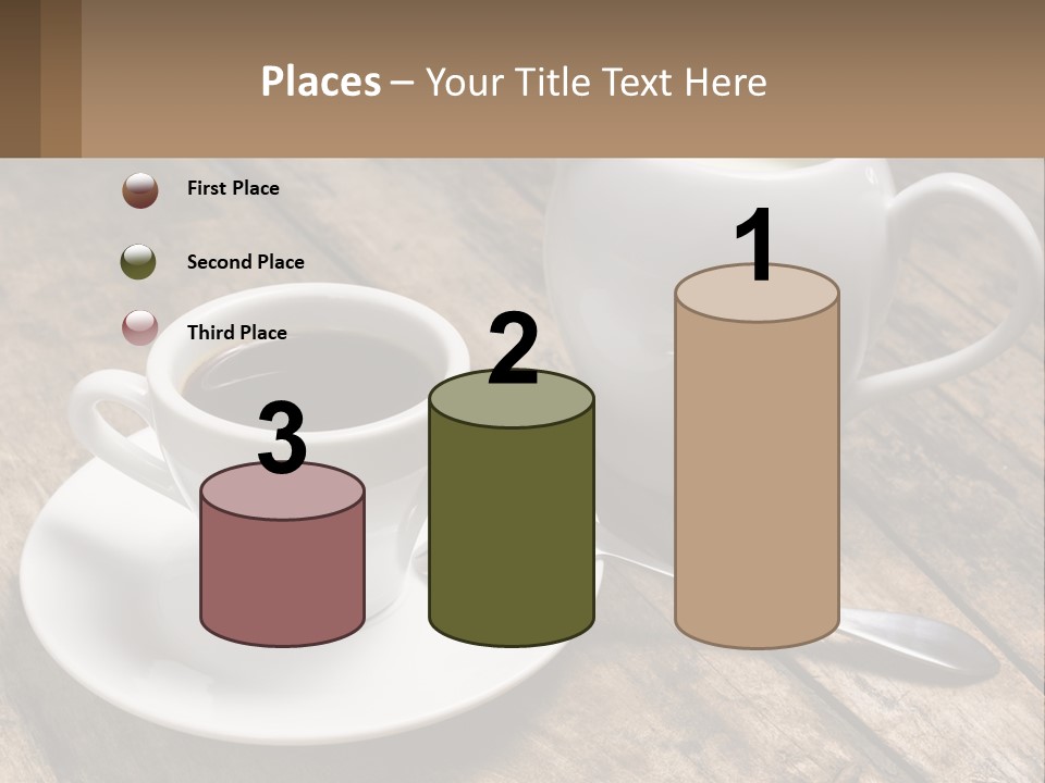 A Cup Of Coffee And A Spoon On A Wooden Table PowerPoint Template