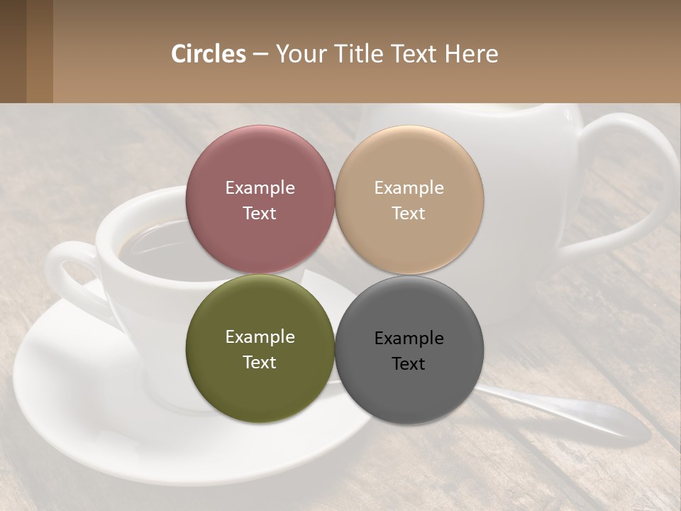 A Cup Of Coffee And A Spoon On A Wooden Table PowerPoint Template
