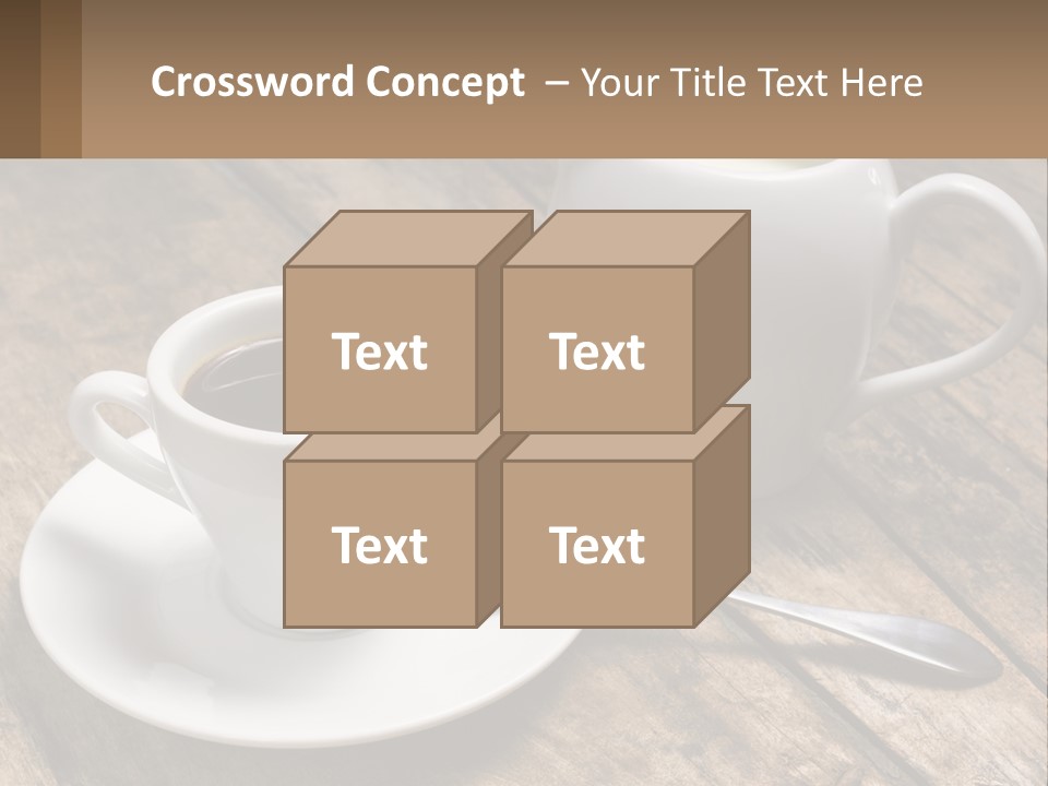 A Cup Of Coffee And A Spoon On A Wooden Table PowerPoint Template