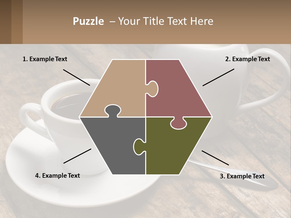 A Cup Of Coffee And A Spoon On A Wooden Table PowerPoint Template