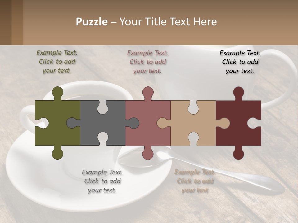 A Cup Of Coffee And A Spoon On A Wooden Table PowerPoint Template