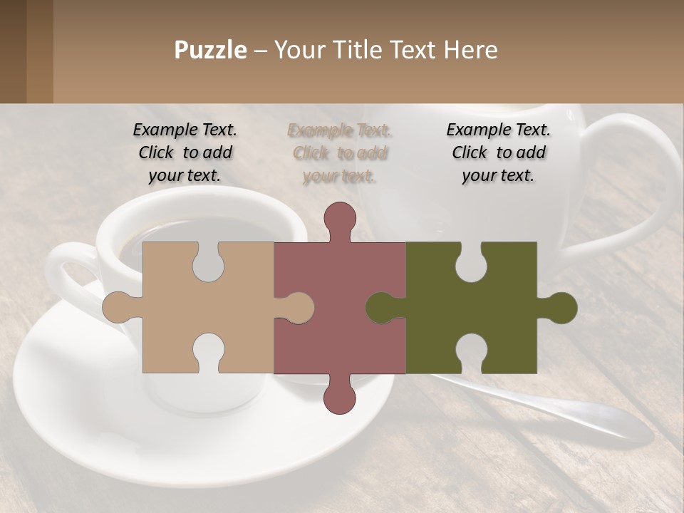 A Cup Of Coffee And A Spoon On A Wooden Table PowerPoint Template