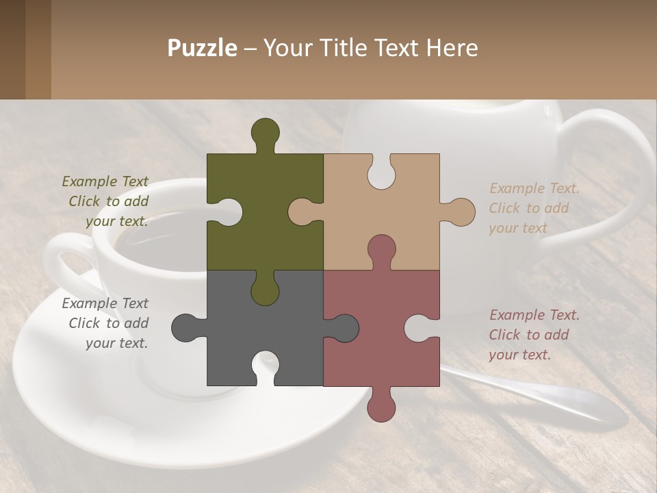 A Cup Of Coffee And A Spoon On A Wooden Table PowerPoint Template
