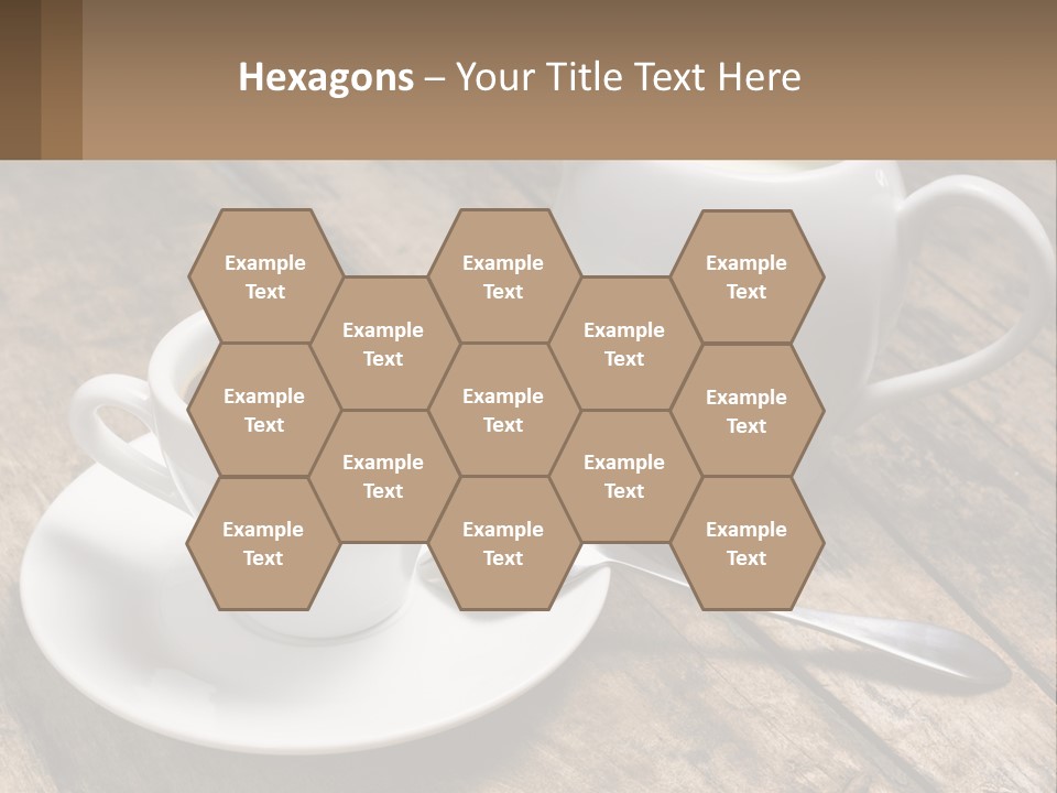 A Cup Of Coffee And A Spoon On A Wooden Table PowerPoint Template
