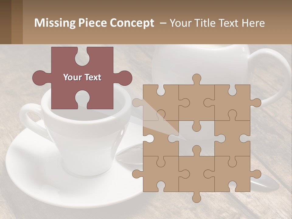 A Cup Of Coffee And A Spoon On A Wooden Table PowerPoint Template