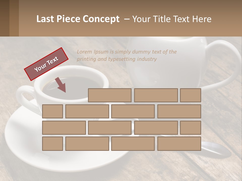 A Cup Of Coffee And A Spoon On A Wooden Table PowerPoint Template