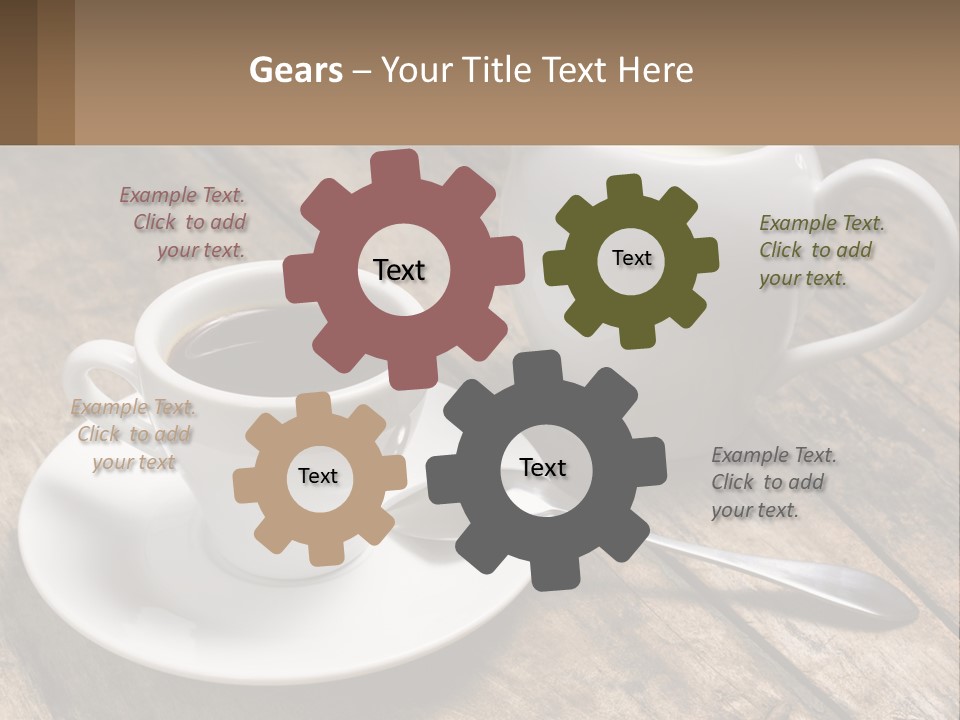 A Cup Of Coffee And A Spoon On A Wooden Table PowerPoint Template