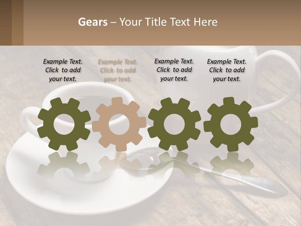 A Cup Of Coffee And A Spoon On A Wooden Table PowerPoint Template