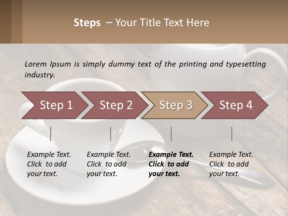 A Cup Of Coffee And A Spoon On A Wooden Table PowerPoint Template