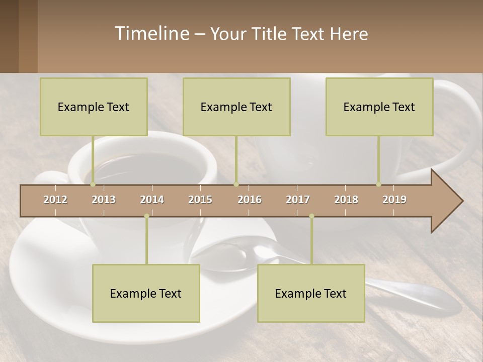 A Cup Of Coffee And A Spoon On A Wooden Table PowerPoint Template