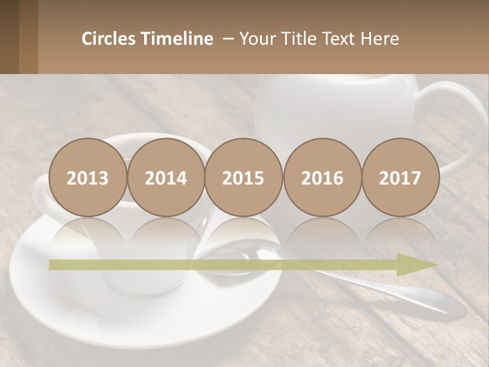 A Cup Of Coffee And A Spoon On A Wooden Table PowerPoint Template