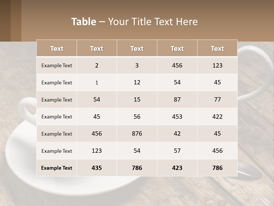 A Cup Of Coffee And A Spoon On A Wooden Table PowerPoint Template