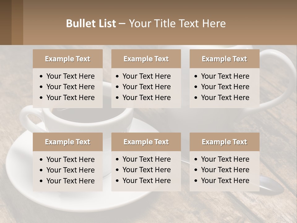 A Cup Of Coffee And A Spoon On A Wooden Table PowerPoint Template