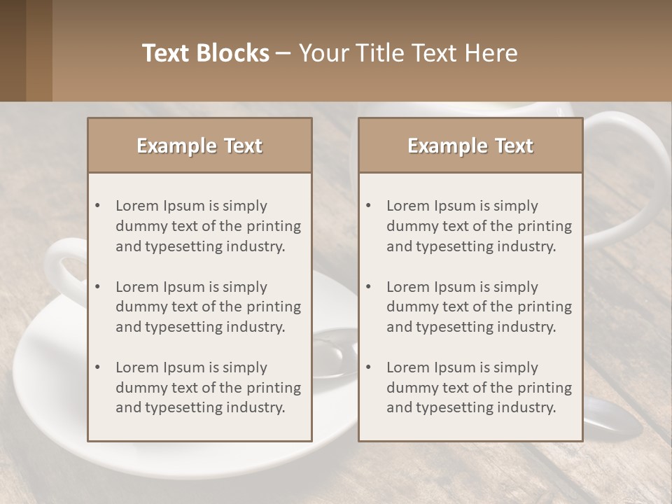 A Cup Of Coffee And A Spoon On A Wooden Table PowerPoint Template