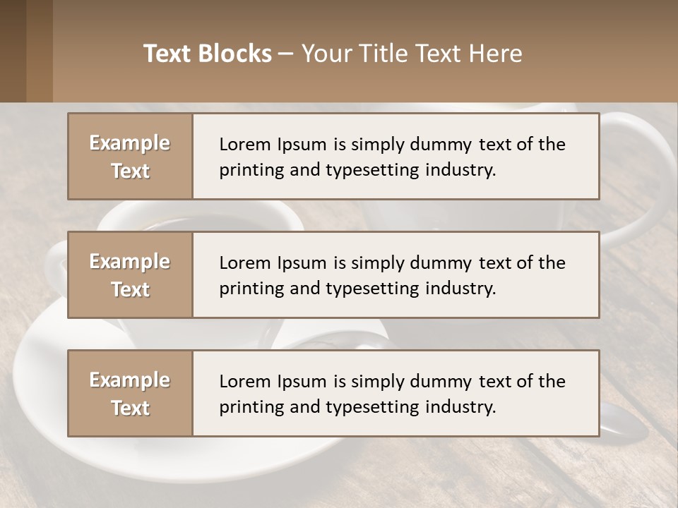 A Cup Of Coffee And A Spoon On A Wooden Table PowerPoint Template