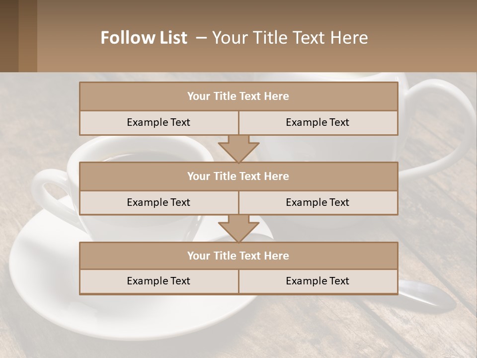 A Cup Of Coffee And A Spoon On A Wooden Table PowerPoint Template