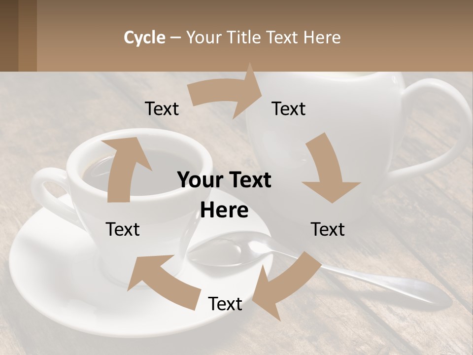 A Cup Of Coffee And A Spoon On A Wooden Table PowerPoint Template