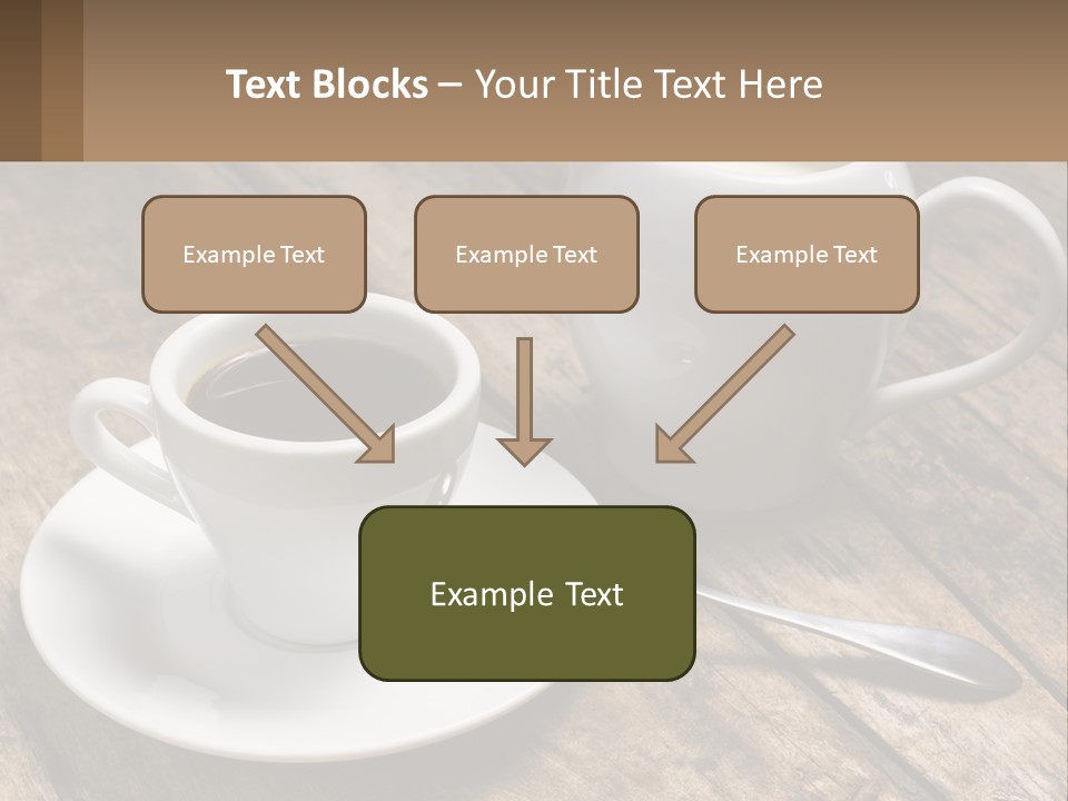 A Cup Of Coffee And A Spoon On A Wooden Table PowerPoint Template