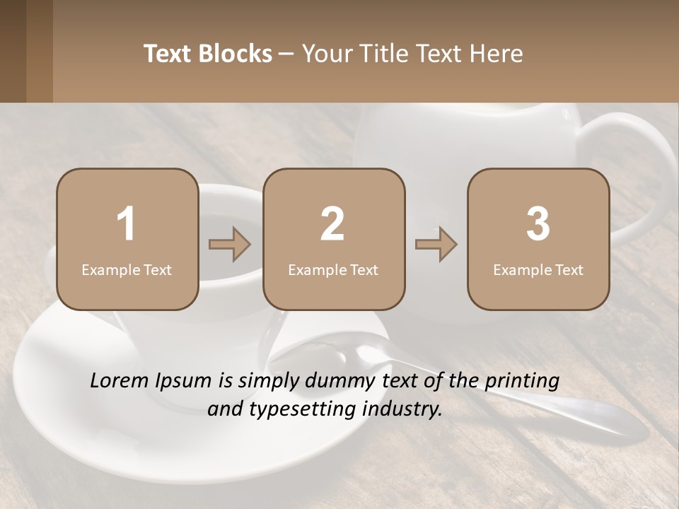A Cup Of Coffee And A Spoon On A Wooden Table PowerPoint Template