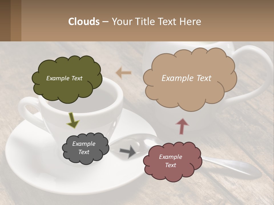 A Cup Of Coffee And A Spoon On A Wooden Table PowerPoint Template