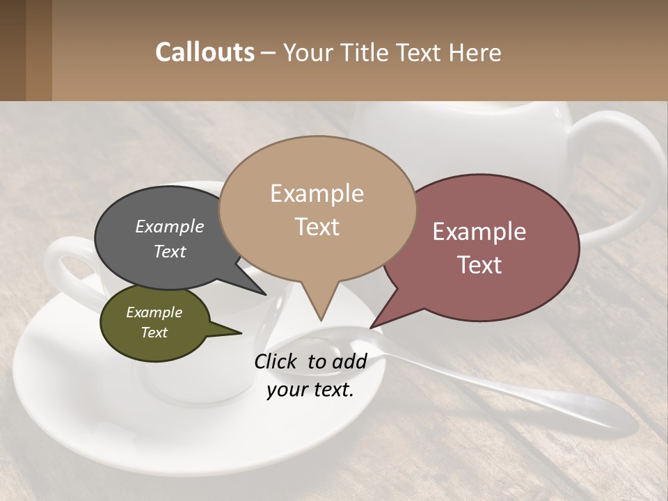 A Cup Of Coffee And A Spoon On A Wooden Table PowerPoint Template