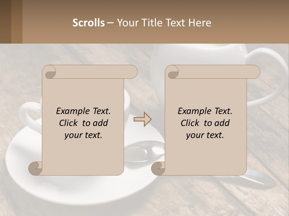 A Cup Of Coffee And A Spoon On A Wooden Table PowerPoint Template