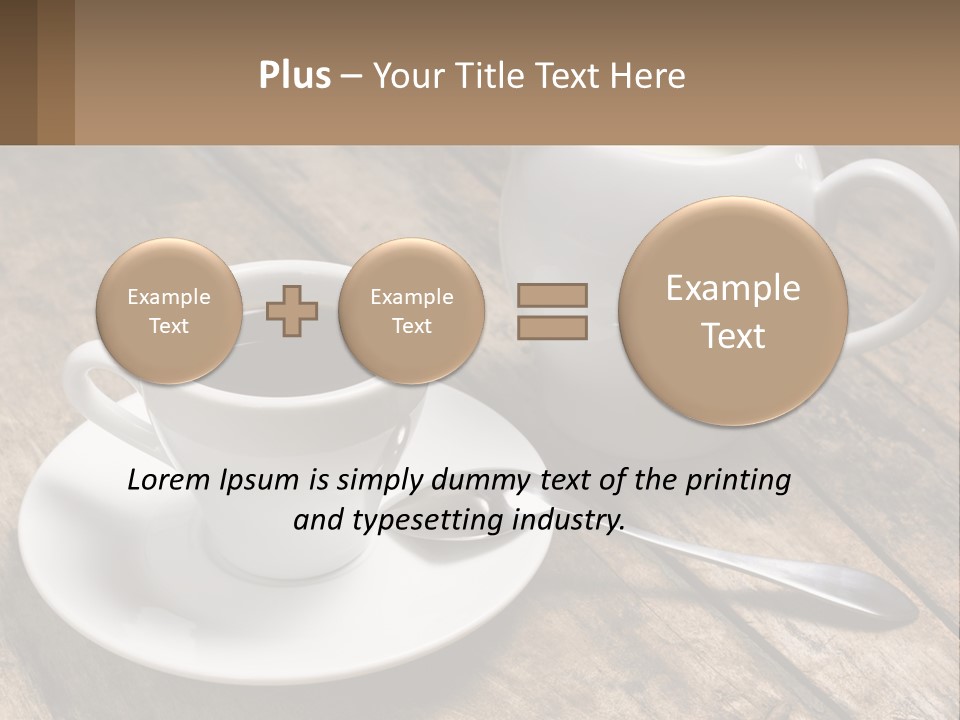 A Cup Of Coffee And A Spoon On A Wooden Table PowerPoint Template