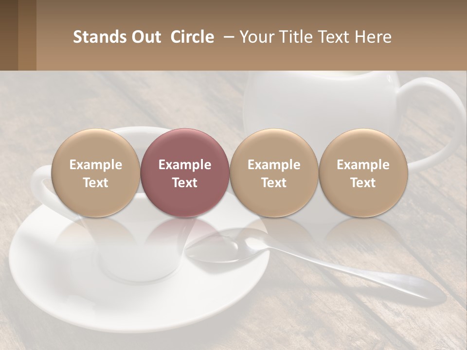 A Cup Of Coffee And A Spoon On A Wooden Table PowerPoint Template