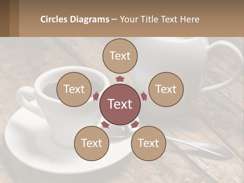 A Cup Of Coffee And A Spoon On A Wooden Table PowerPoint Template