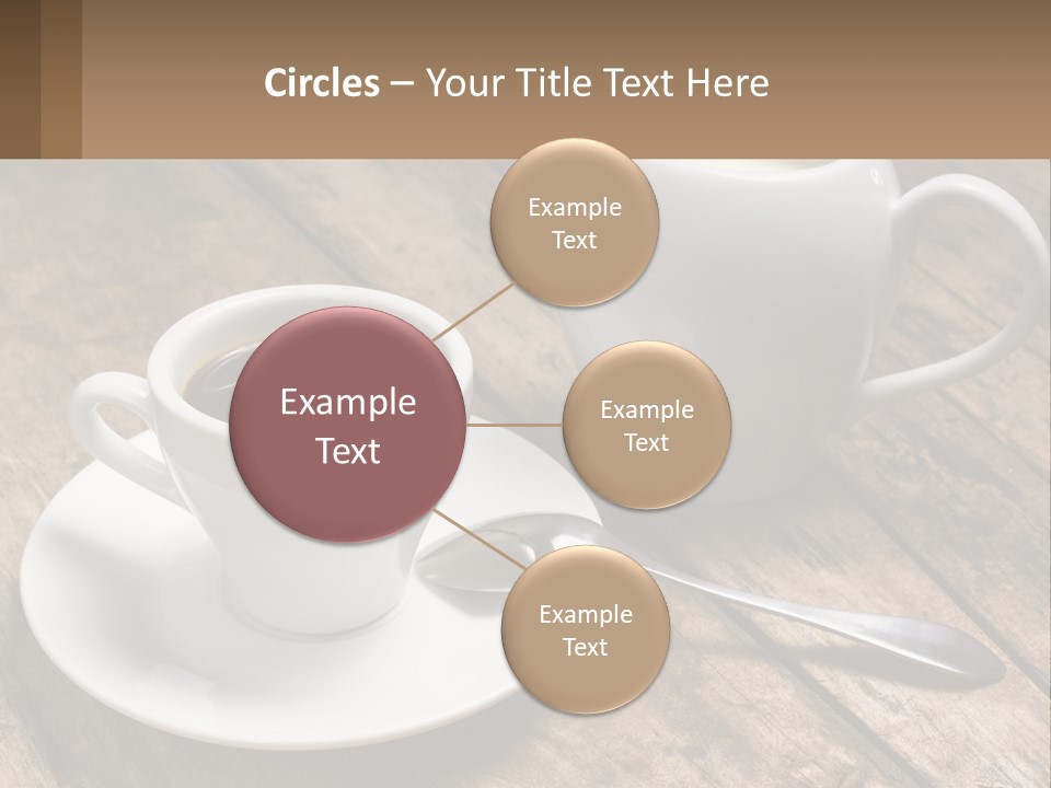 A Cup Of Coffee And A Spoon On A Wooden Table PowerPoint Template