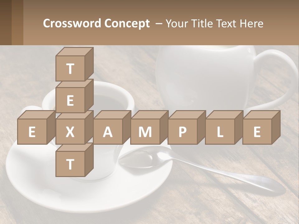 A Cup Of Coffee And A Spoon On A Wooden Table PowerPoint Template