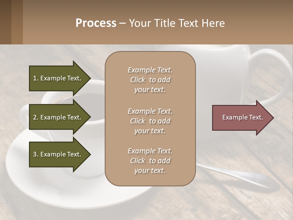 A Cup Of Coffee And A Spoon On A Wooden Table PowerPoint Template