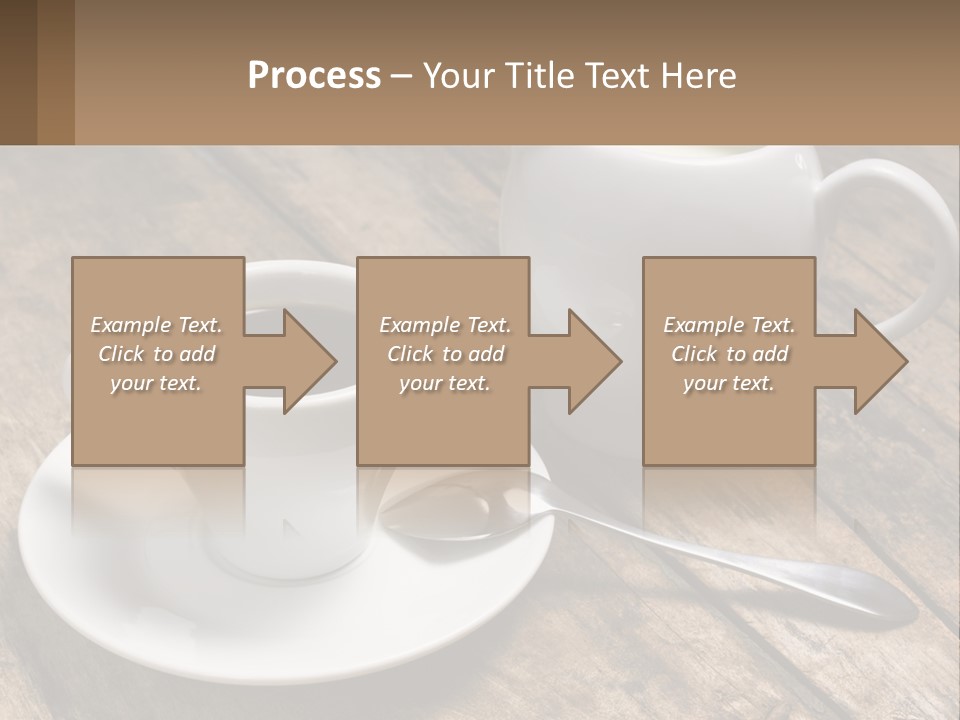 A Cup Of Coffee And A Spoon On A Wooden Table PowerPoint Template