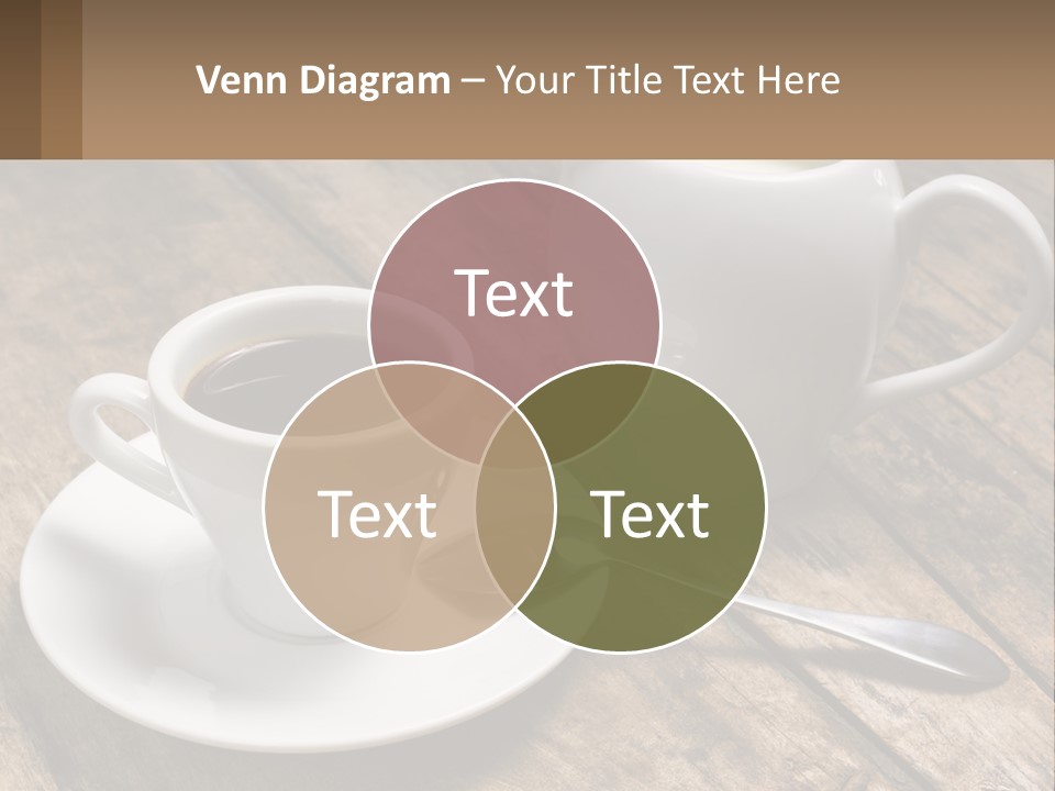 A Cup Of Coffee And A Spoon On A Wooden Table PowerPoint Template