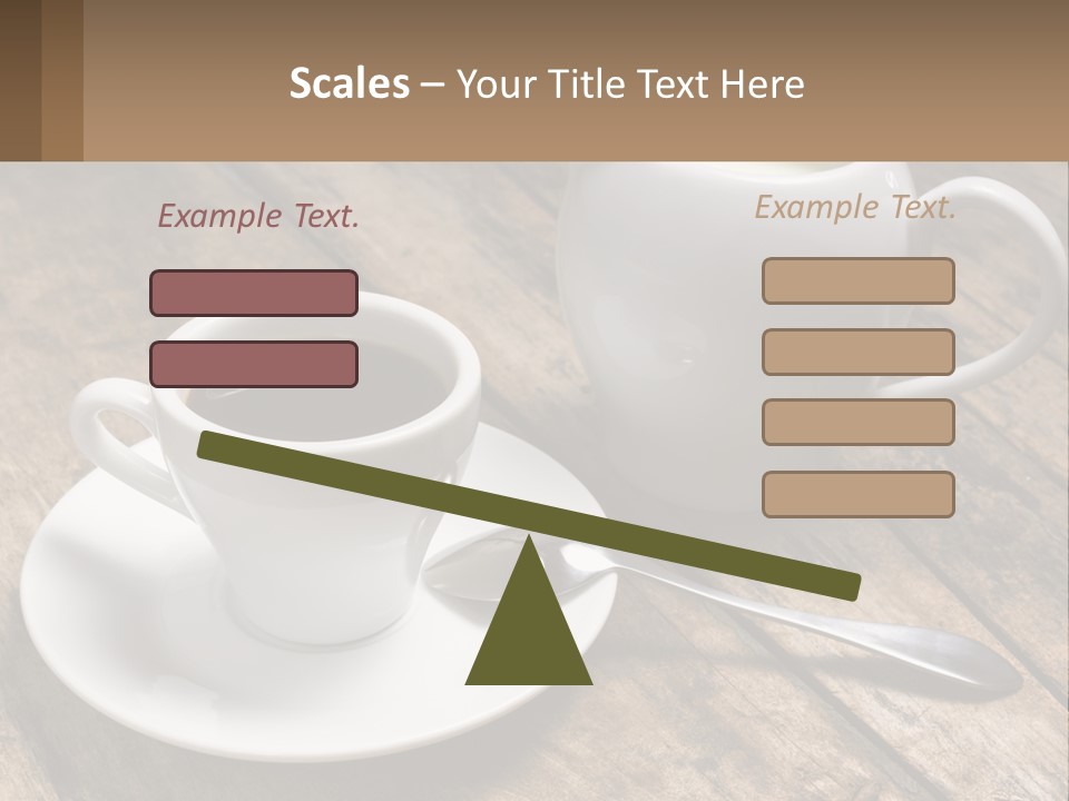 A Cup Of Coffee And A Spoon On A Wooden Table PowerPoint Template