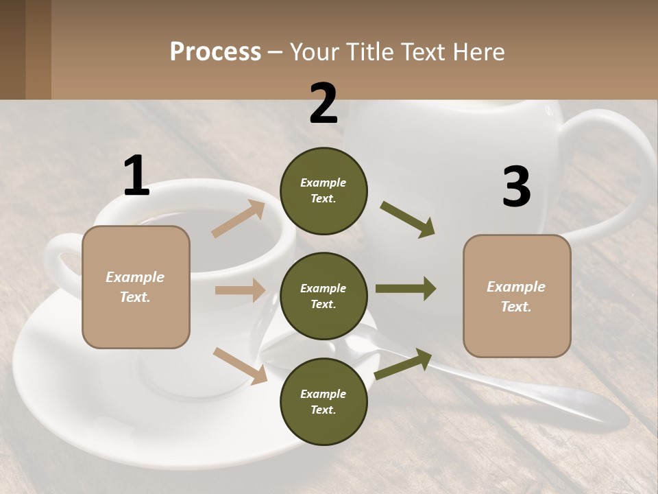 A Cup Of Coffee And A Spoon On A Wooden Table PowerPoint Template