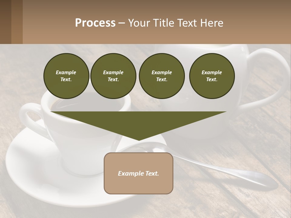 A Cup Of Coffee And A Spoon On A Wooden Table PowerPoint Template