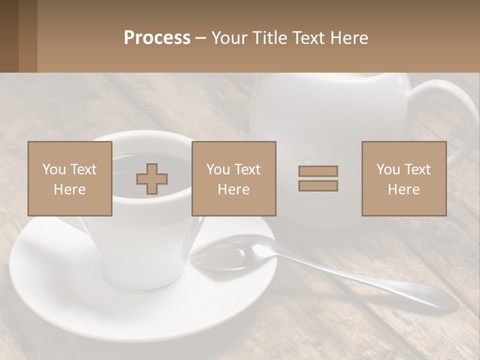 A Cup Of Coffee And A Spoon On A Wooden Table PowerPoint Template