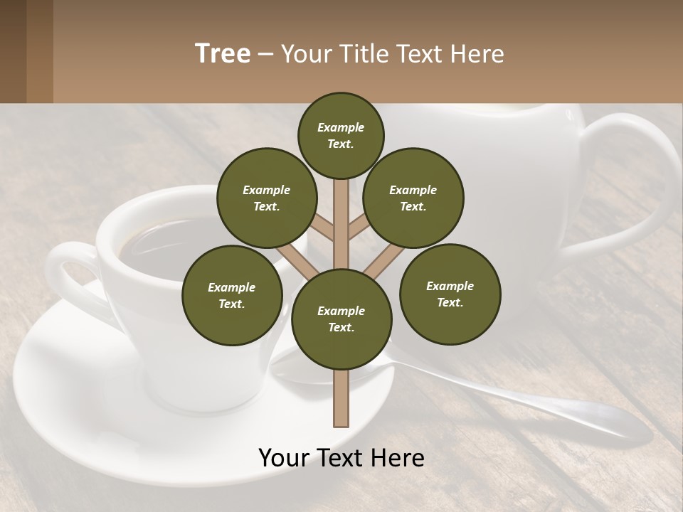 A Cup Of Coffee And A Spoon On A Wooden Table PowerPoint Template