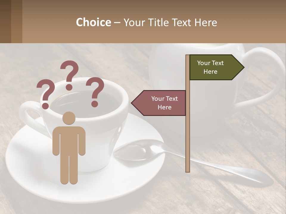 A Cup Of Coffee And A Spoon On A Wooden Table PowerPoint Template